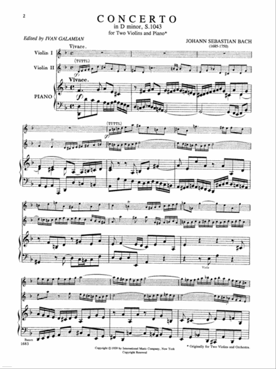 Concerto in D minor, BWV 1043 Violin scores gallery preview page 2