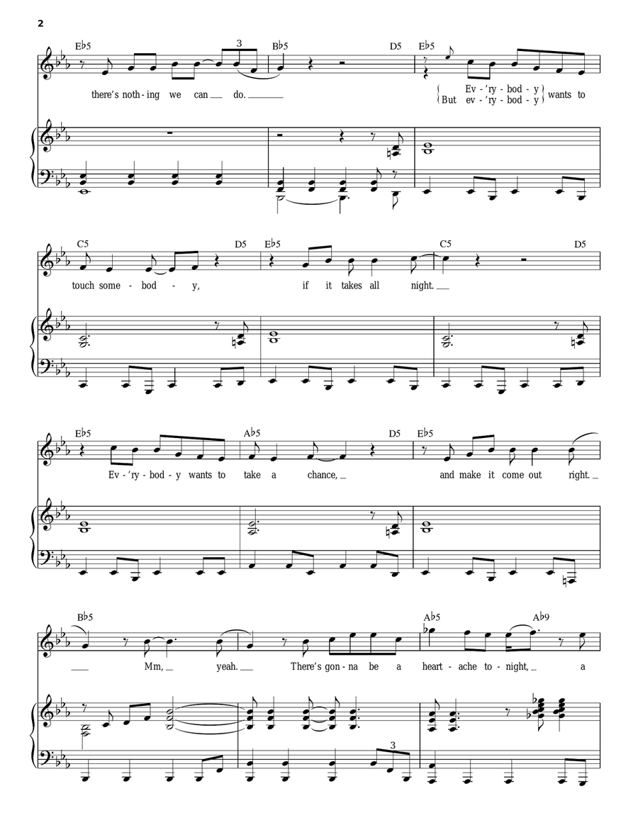 Heartache Tonight Piano, Vocal scores gallery preview page 2