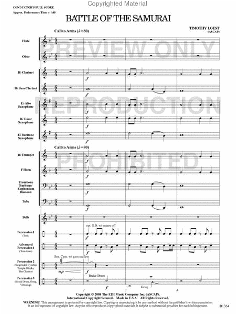 Battle of the Samurai Battle of the Samurai Concert Band scores gallery preview page 2