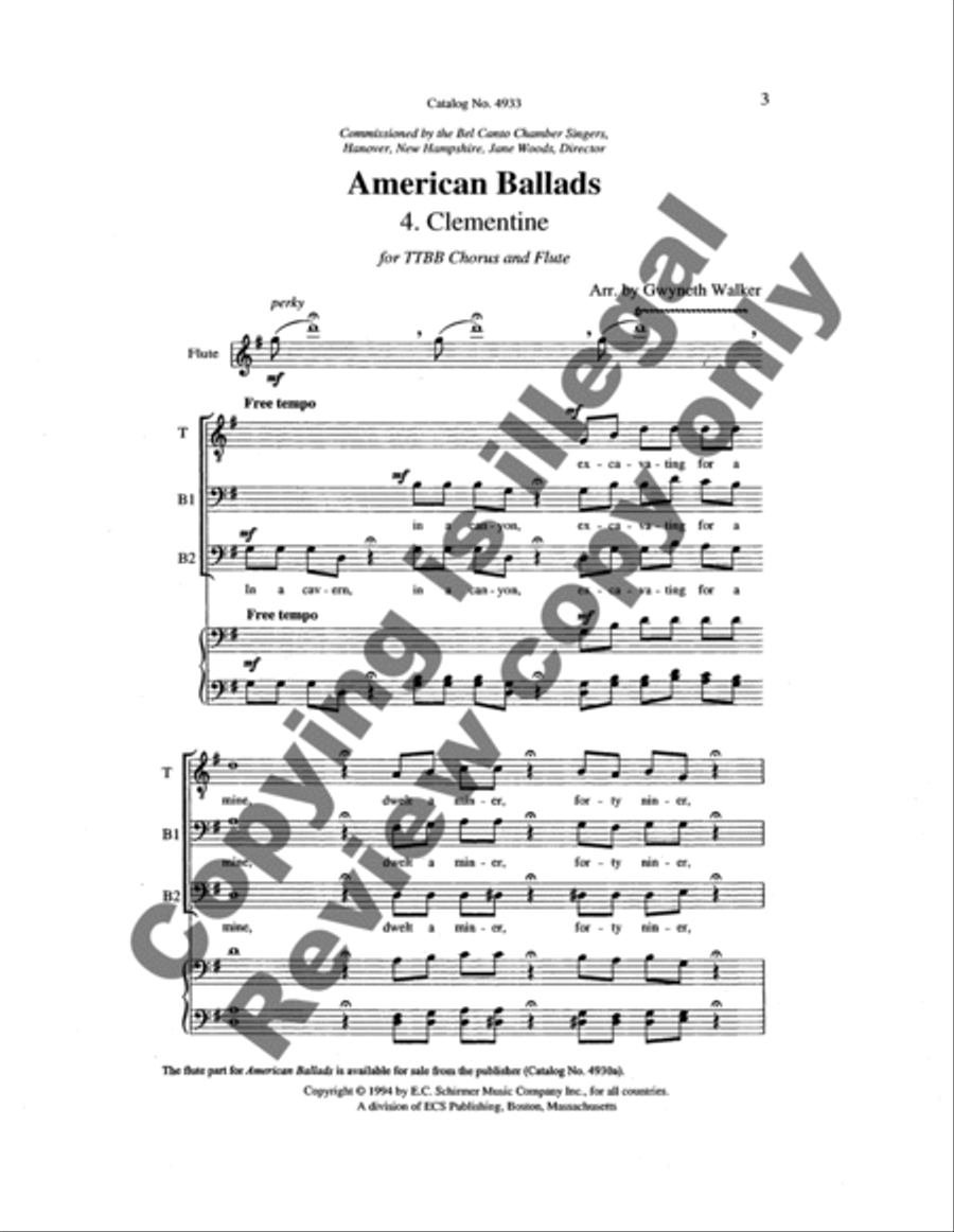 American Ballads: 4. Clementine TTBB scores gallery preview page 9