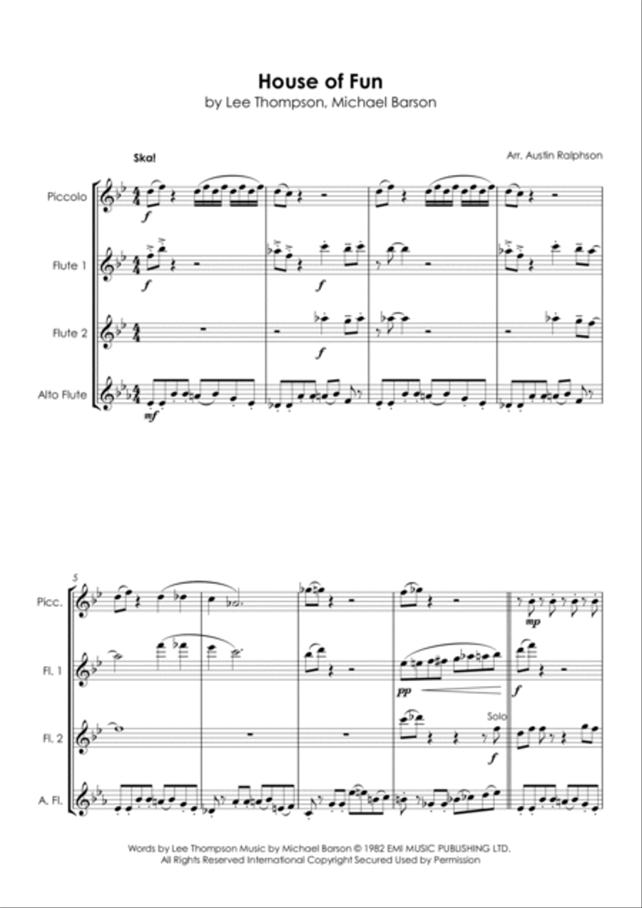 House Of Fun House Of Fun Flute Quartet scores gallery preview page 5