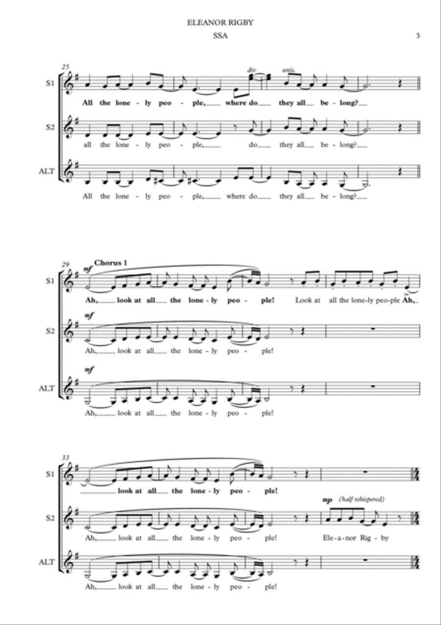 Eleanor Rigby SSA scores gallery preview page 3