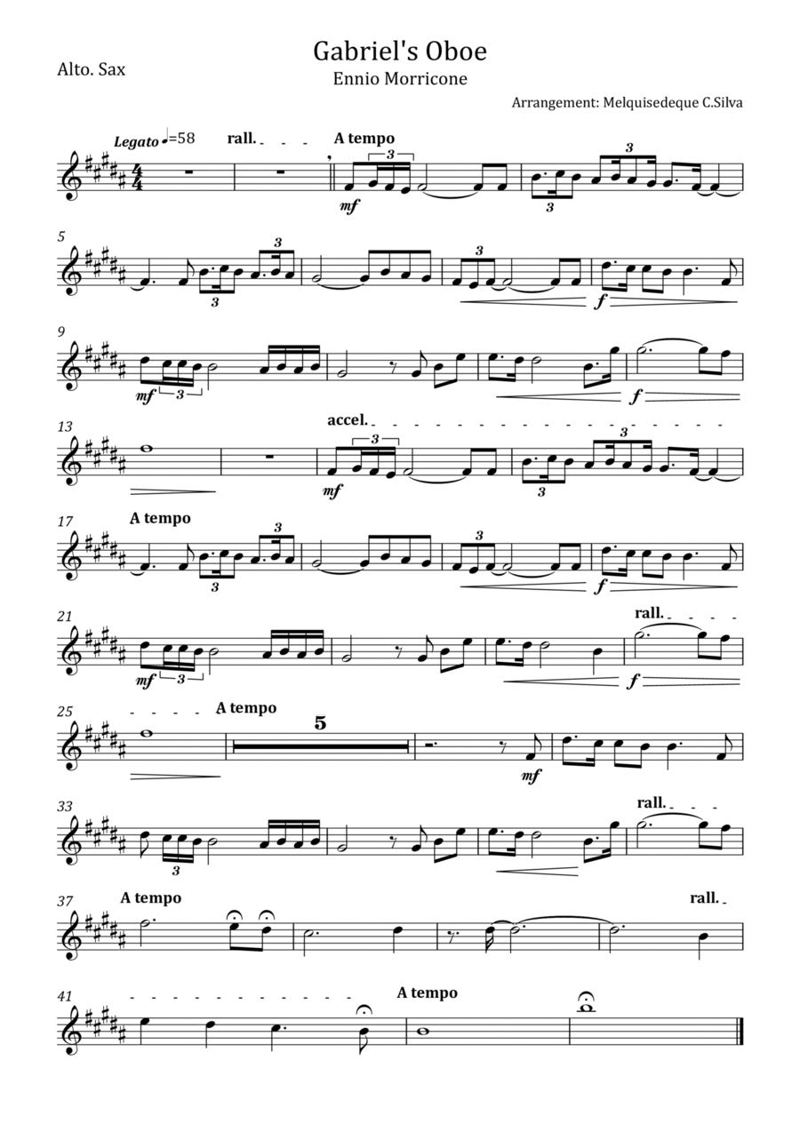 Gabriel's Oboe Alto Saxophone scores gallery preview page 1