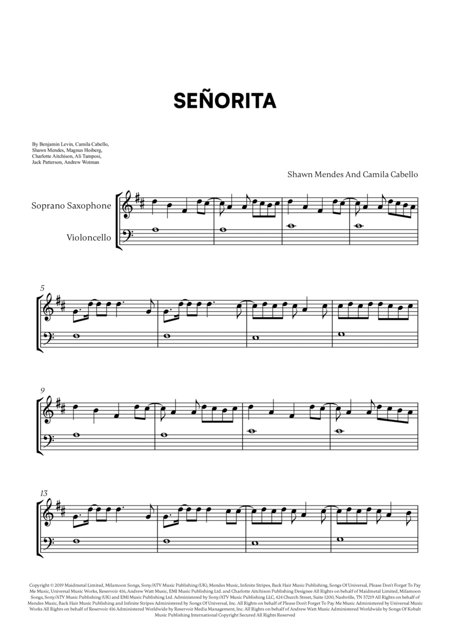 Se orita by Shawn Mendes Camila Cabello Soprano Saxophone