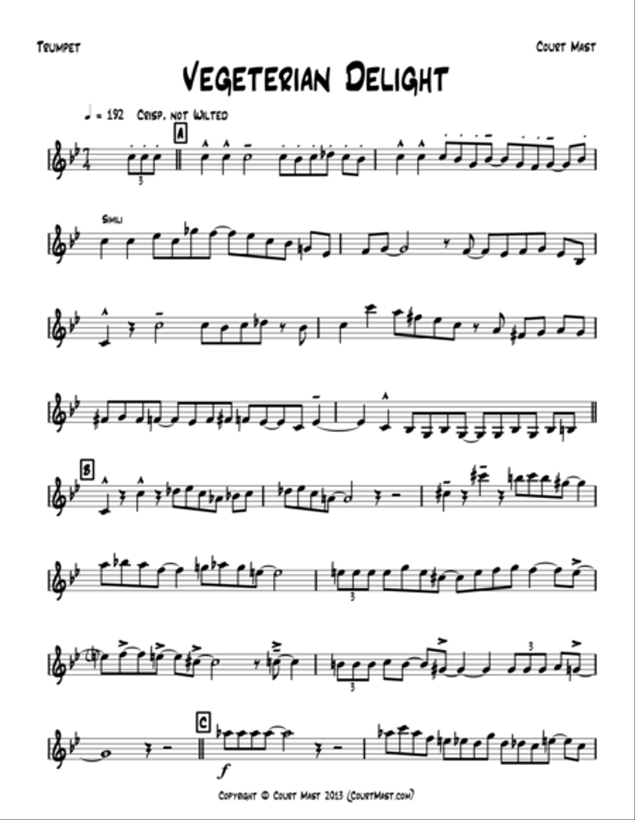 Vegetarian Delight - Trumpet Solo B-Flat Trumpet scores gallery preview page 1