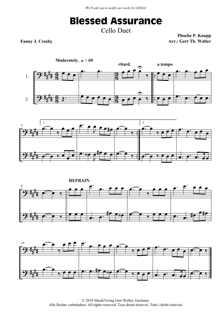 Blessed Assurance String Duet scores gallery preview page 1
