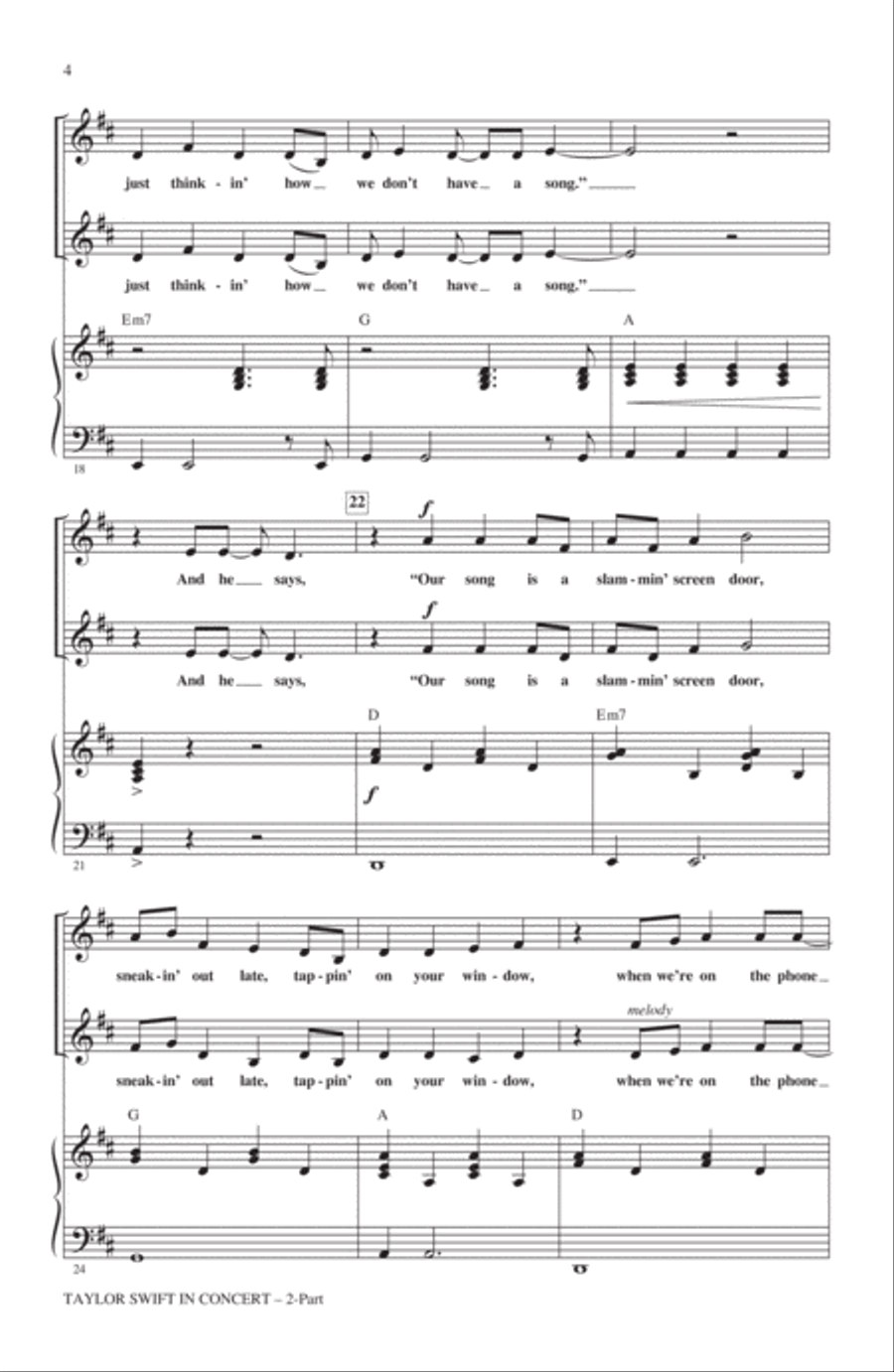 Taylor Swift In Concert (Medley) 2-Part scores gallery preview page 3