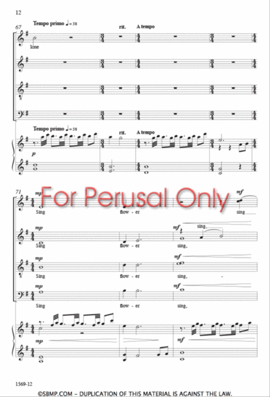 Melancholy Flower - SATB Octavo 4-Part scores gallery preview page 11