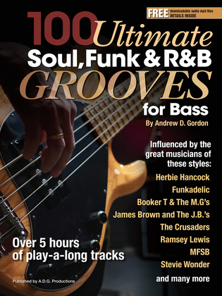 Book cover for 100 Ultimate Soul, Funk and R&B Grooves for Bass