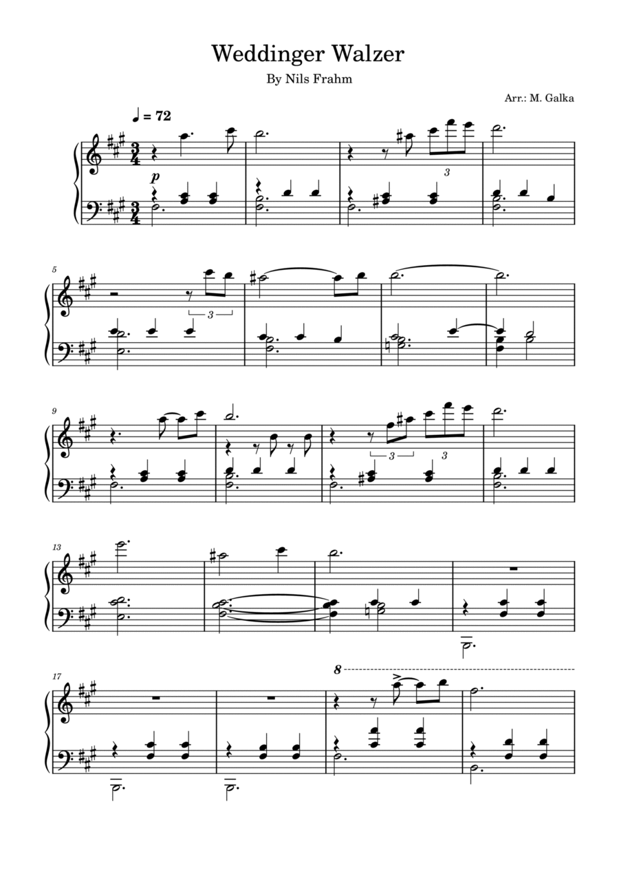 Weddinger Walzer Piano Solo scores gallery preview page 1