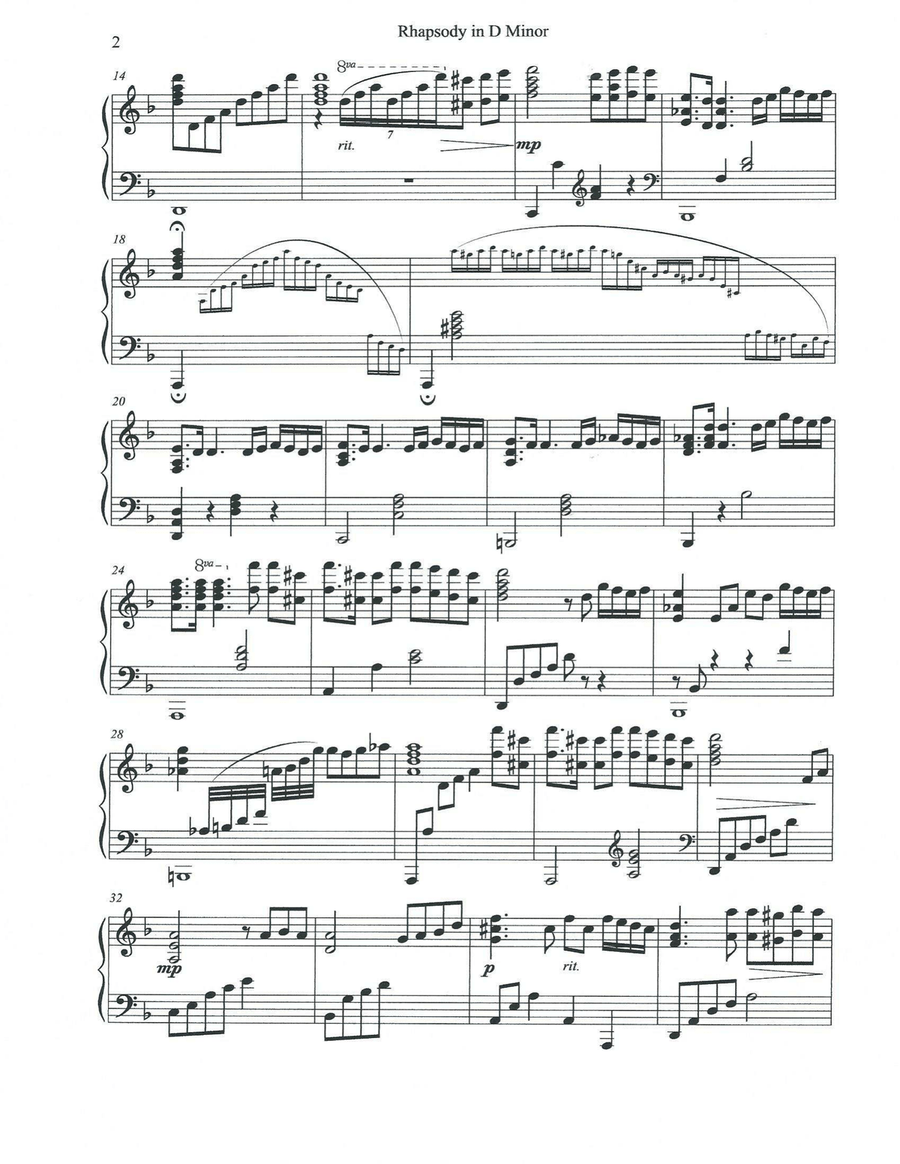 Rhapsody in D Minor Rhapsody in D Minor Piano Solo scores gallery preview page 2