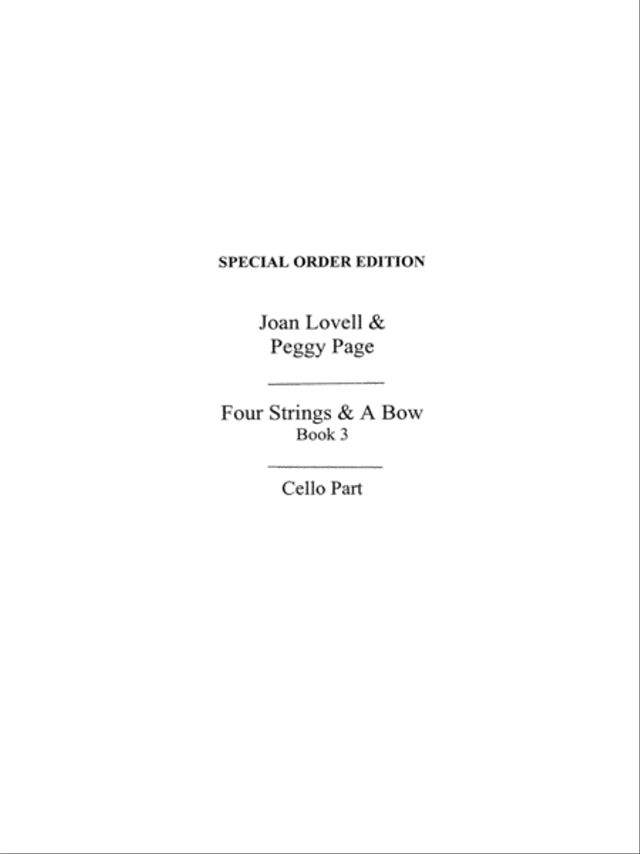 Four Strings And A Bow Book 3 (Cello Part)