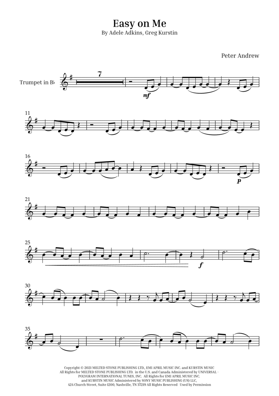 Easy On Me Easy On Me B-Flat Trumpet scores gallery preview page 1
