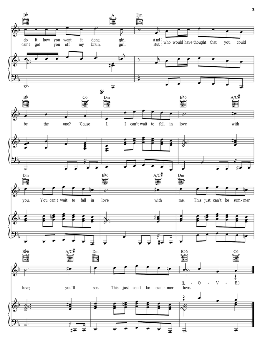 Summer Love (Set The Mood Prelude) Piano, Vocal, Guitar scores gallery preview page 3