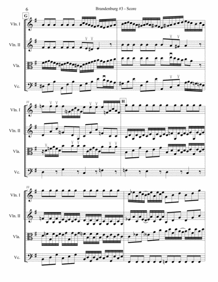 Brandenburg Concerto #3, 3rd Mvt. for String Quartet image number null