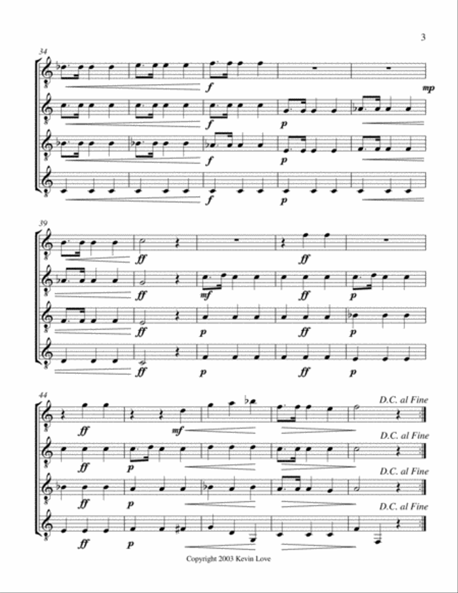 Waltz, Op. 241, No. 44 (Guitar Quartet) - Score and Parts Guitar Ensemble scores gallery preview page 3