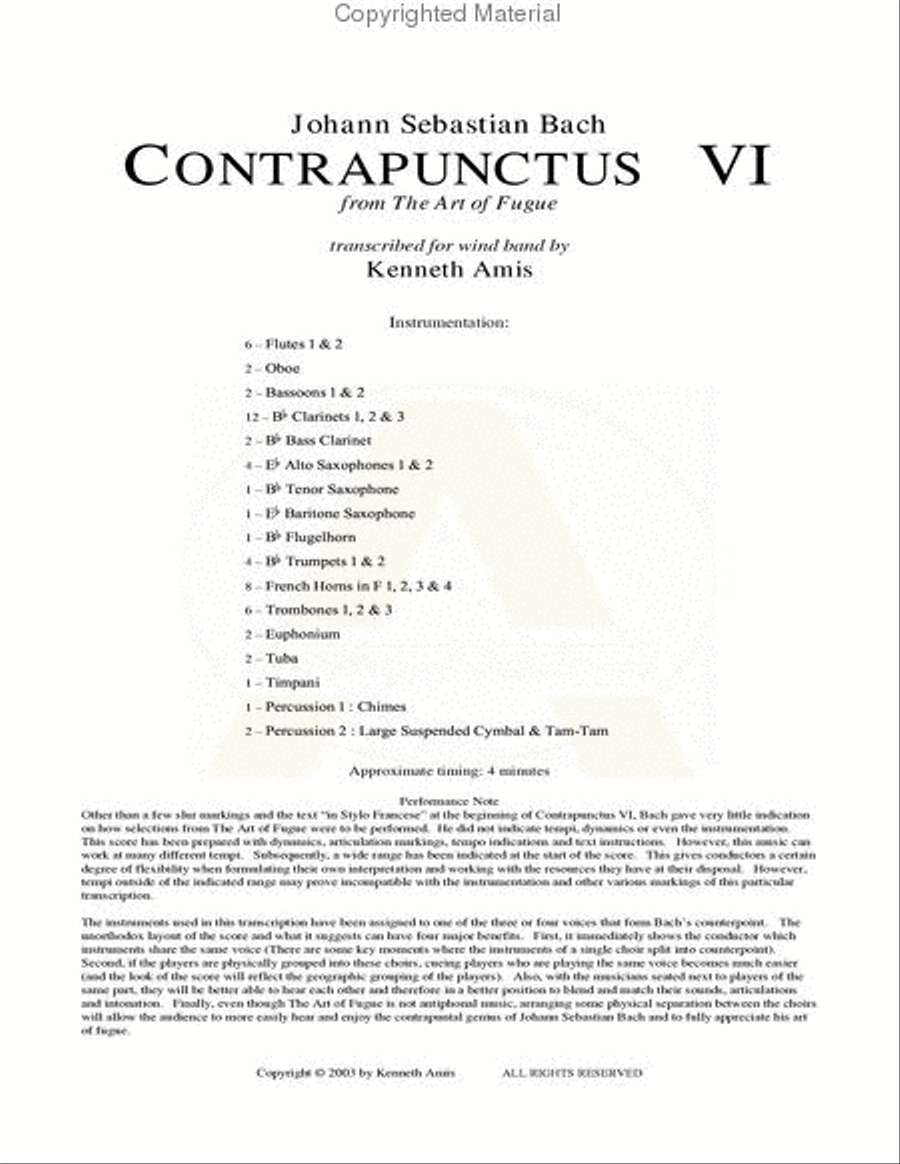 Contrapunctus 6 - STUDY SCORE ONLY Concert Band scores gallery preview page 2