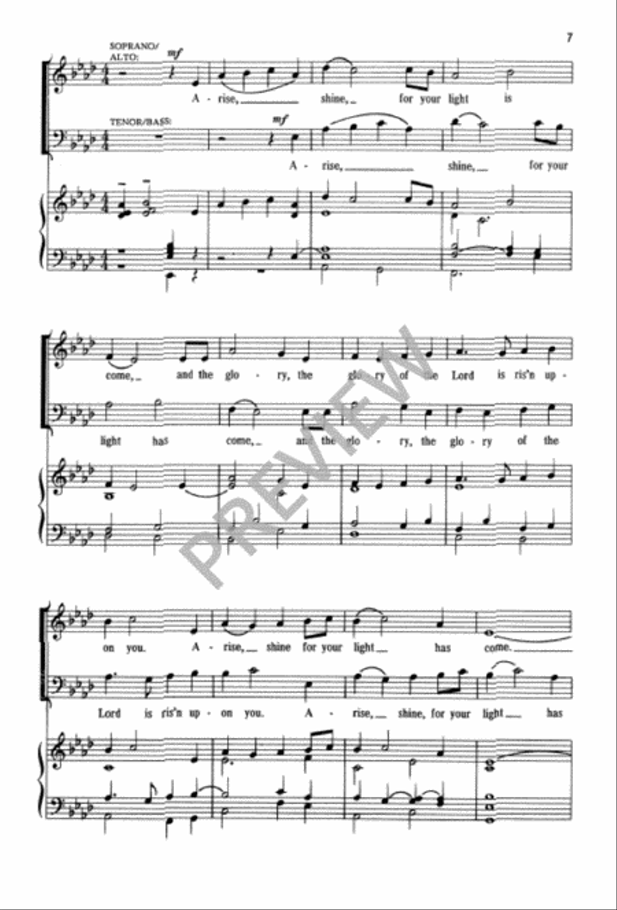 Arise, Shine, for Your Light Has Come 4-Part scores gallery preview page 7