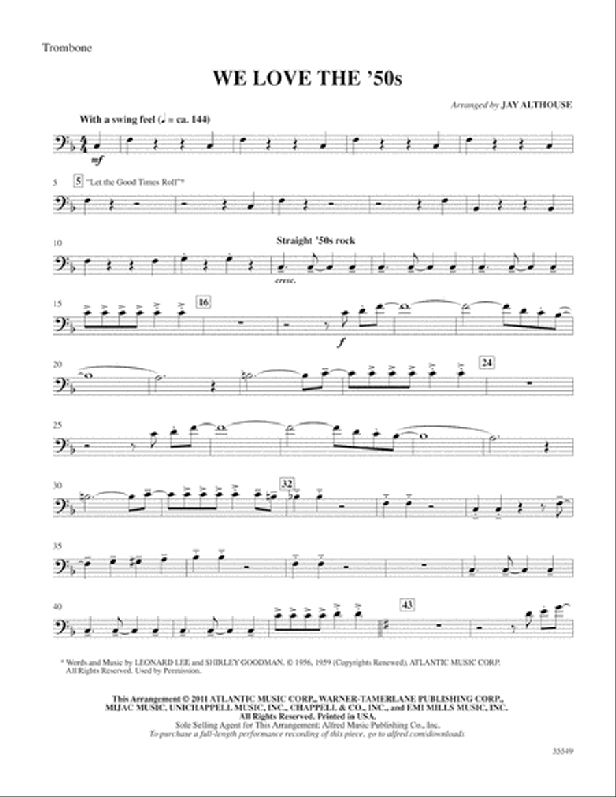 We Love the '50s: 1st Trombone Trombone scores gallery preview page 1