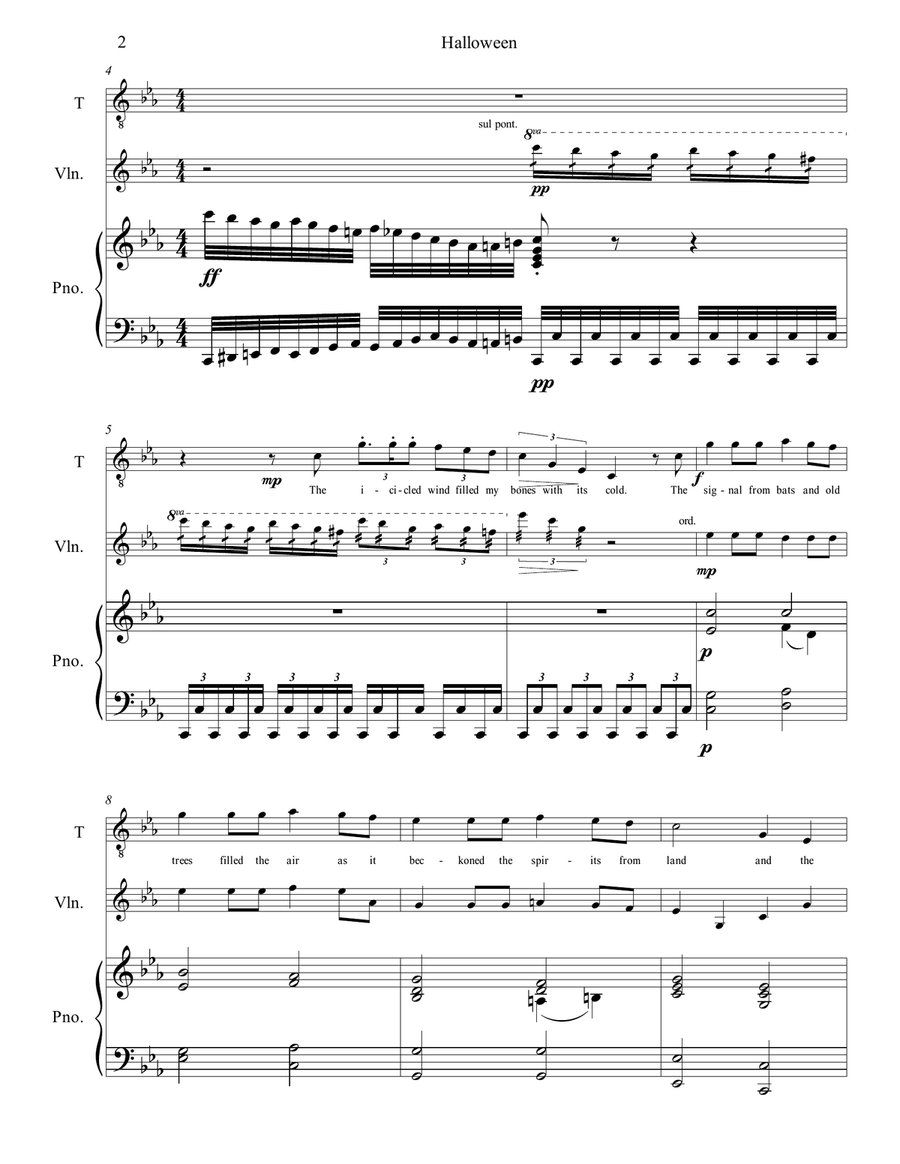 Halloween for Tenor Voice, Violin, and Piano Small Ensemble scores gallery preview page 5