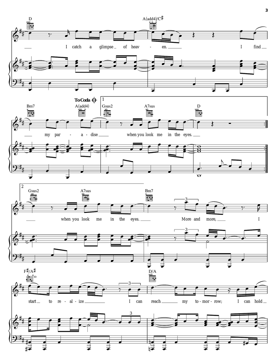 When You Look Me In The Eyes Piano, Vocal, Guitar scores gallery preview page 3