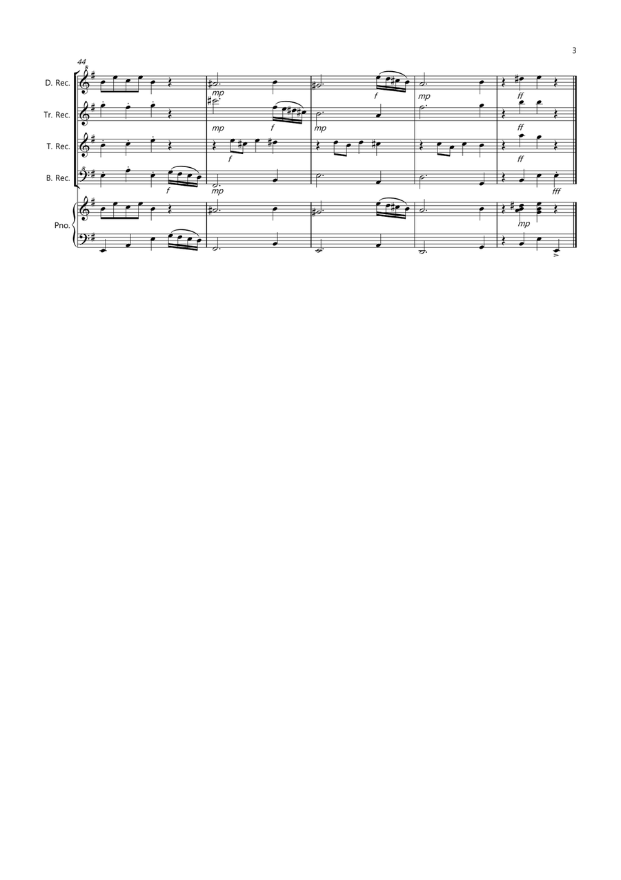 Dance of the Sugar Plum Fairy (fantasia from Nutcracker) for Recorder Quartet Recorder scores gallery preview page 3