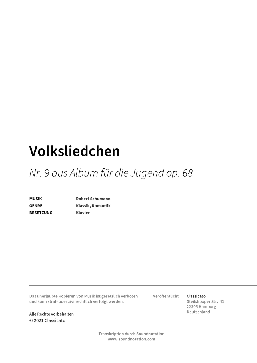 Volksliedchen by Robert Schumann Piano - Digital Sheet Music page 2