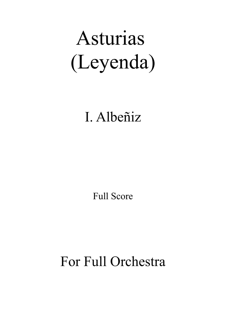 Asturias (Leyenda) - I. Albeñiz - For Full Orchestra (Full Score and Parts) Chamber Orchestra scores gallery preview page 1