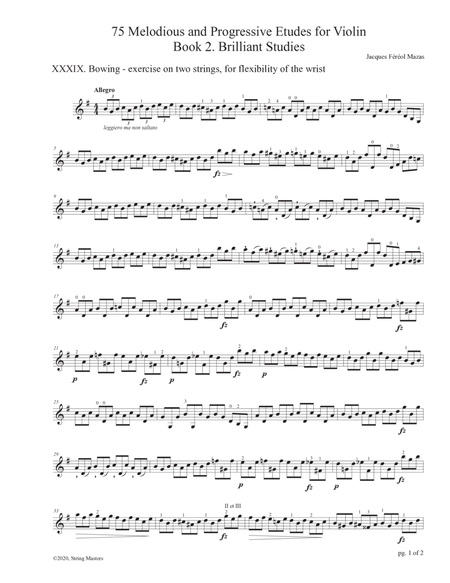 Mazas 75 Melodious & Progressive Etudes for Violin Book 2, No. 39