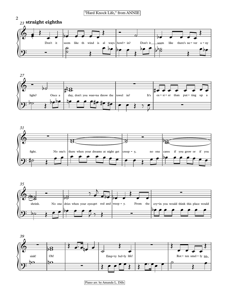 Hard Knock Life (ghetto Anthem) Easy Piano scores gallery preview page 2