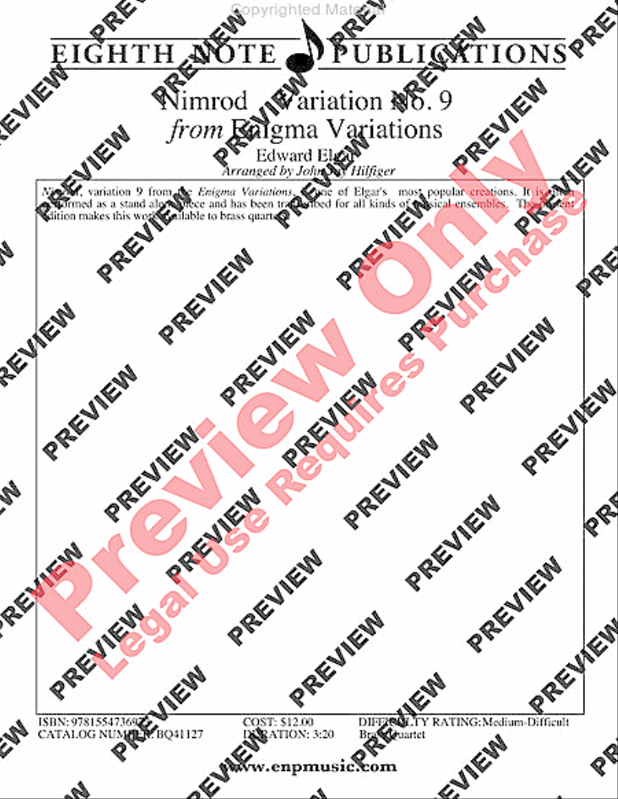 Nimrod (Variation No. 9 from Enigma Variations) Brass Quartet scores gallery preview page 2