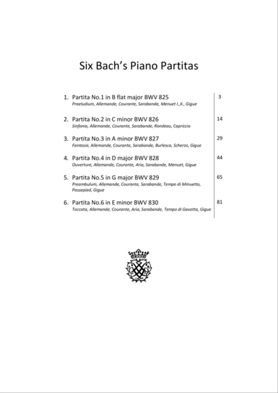 Six Bach's Piano Partitas Piano Solo scores gallery preview page 2