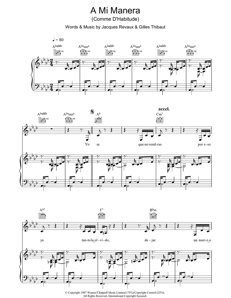 A Mi Manera (Comme D'Habitude) Guitar scores gallery preview page 1