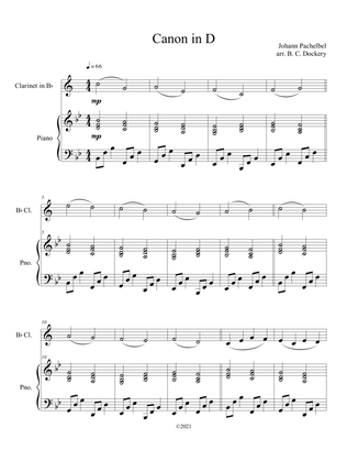 Canon in D (Clarinet Solo with Piano Accompaniment)