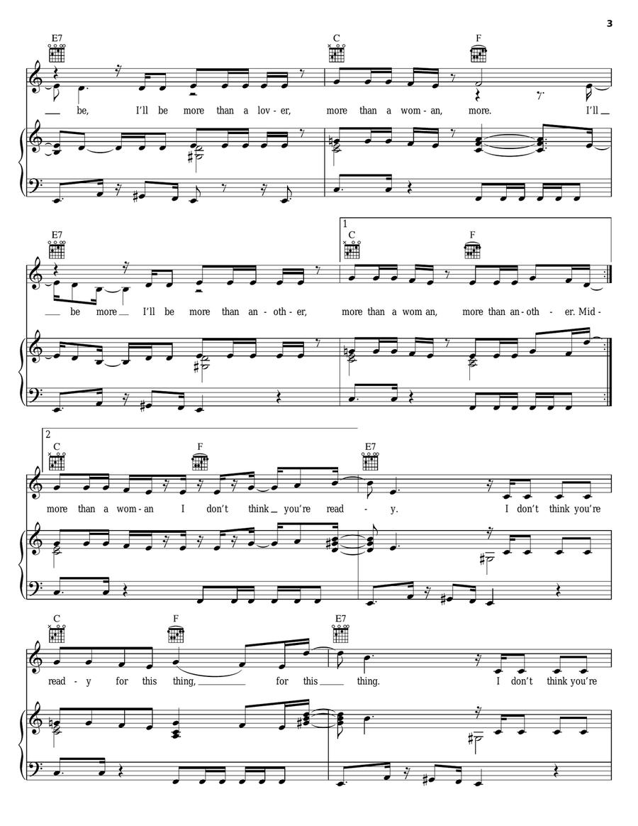 More Than A Woman Piano, Vocal, Guitar scores gallery preview page 3