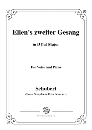 Book cover for Schubert-Ellens Gesang II,Op.52 No.2,in D flat Major,for Voice&Piano