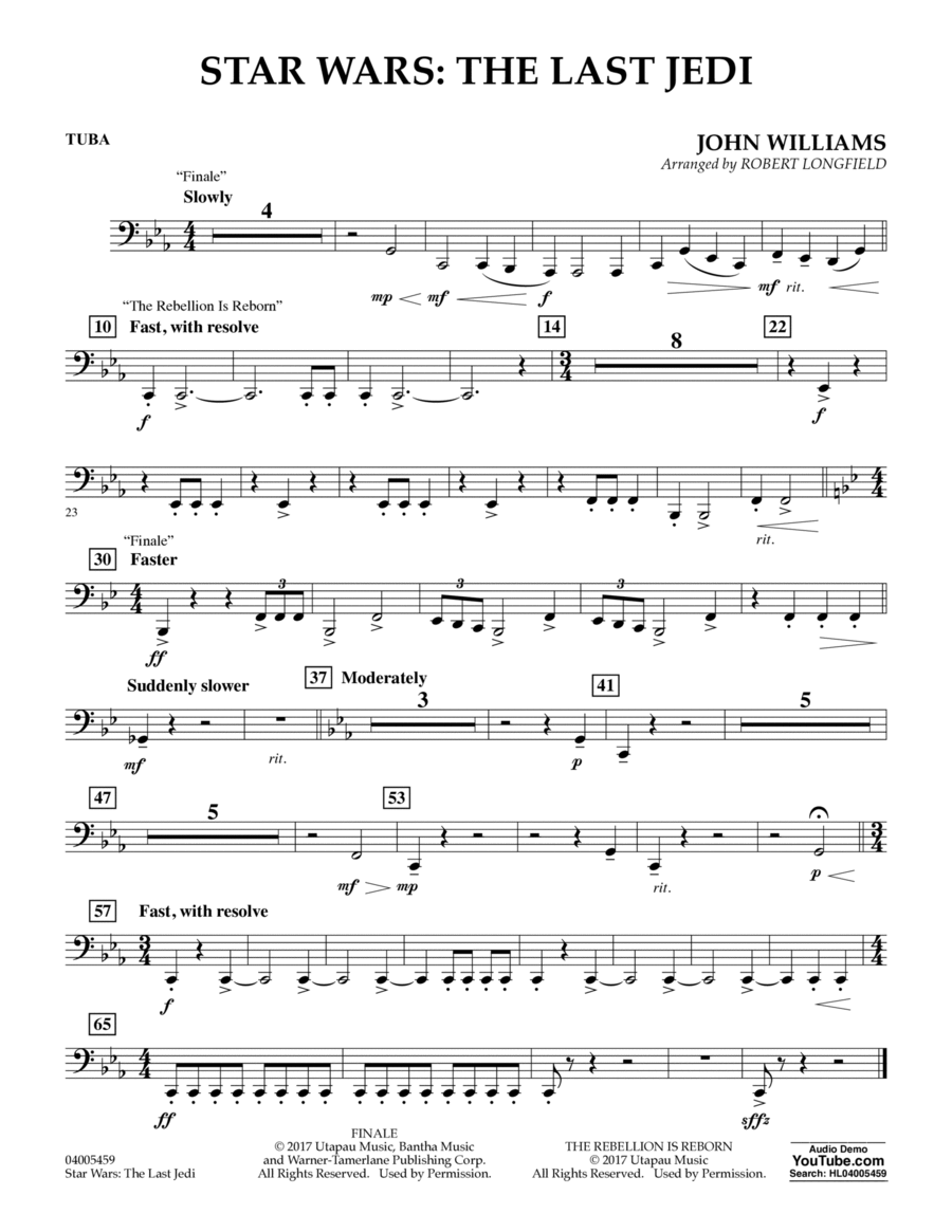 Star Wars: The Last Jedi - Tuba Concert Band scores gallery preview page 1