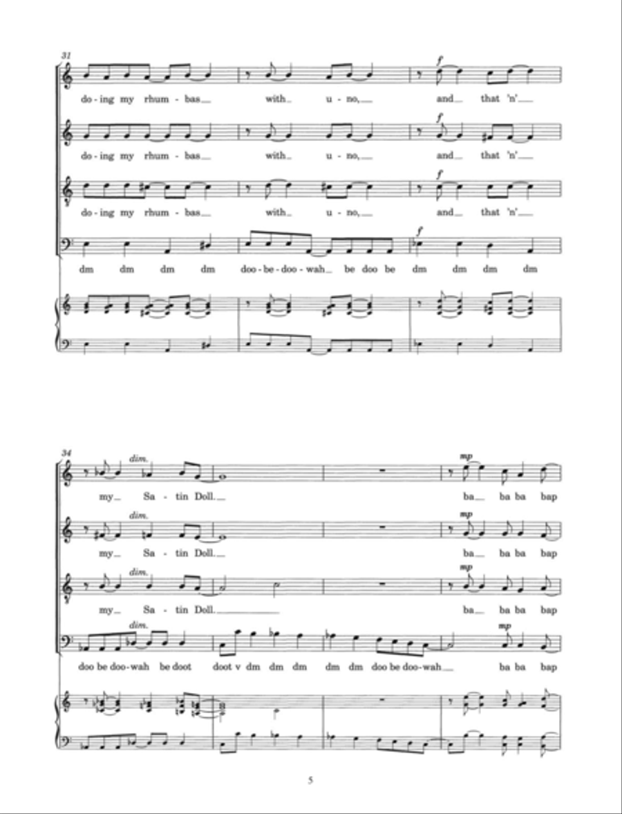 Satin Doll (arr. Berty Rice) Choir scores gallery preview page 5