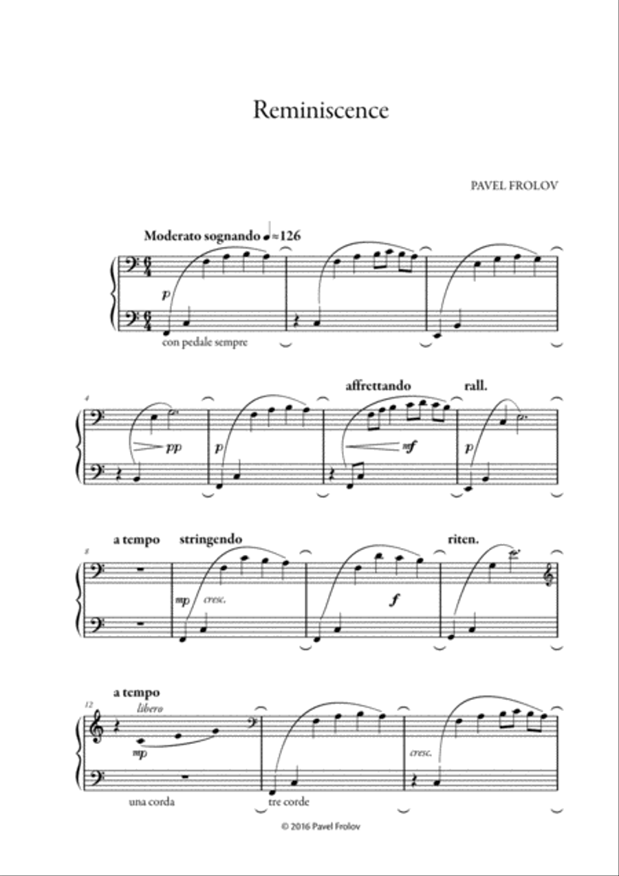 Reminiscence Reminiscence Easy Piano scores gallery preview page 1