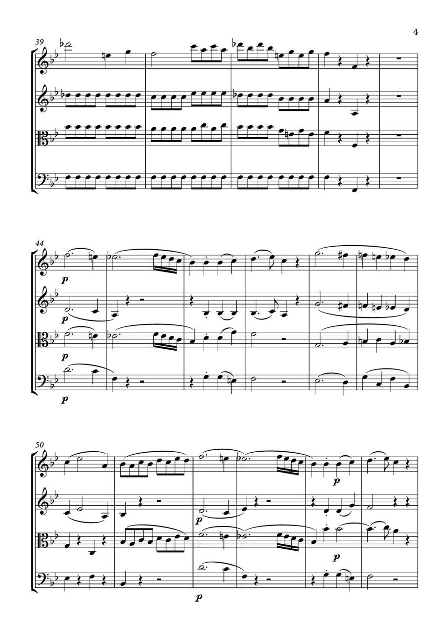 Symphony No. 40 in G minor k. 550 - I. Allegro Molto - W. A. Mozart - For String Quartet (Full Score String Quartet scores gallery preview page 5