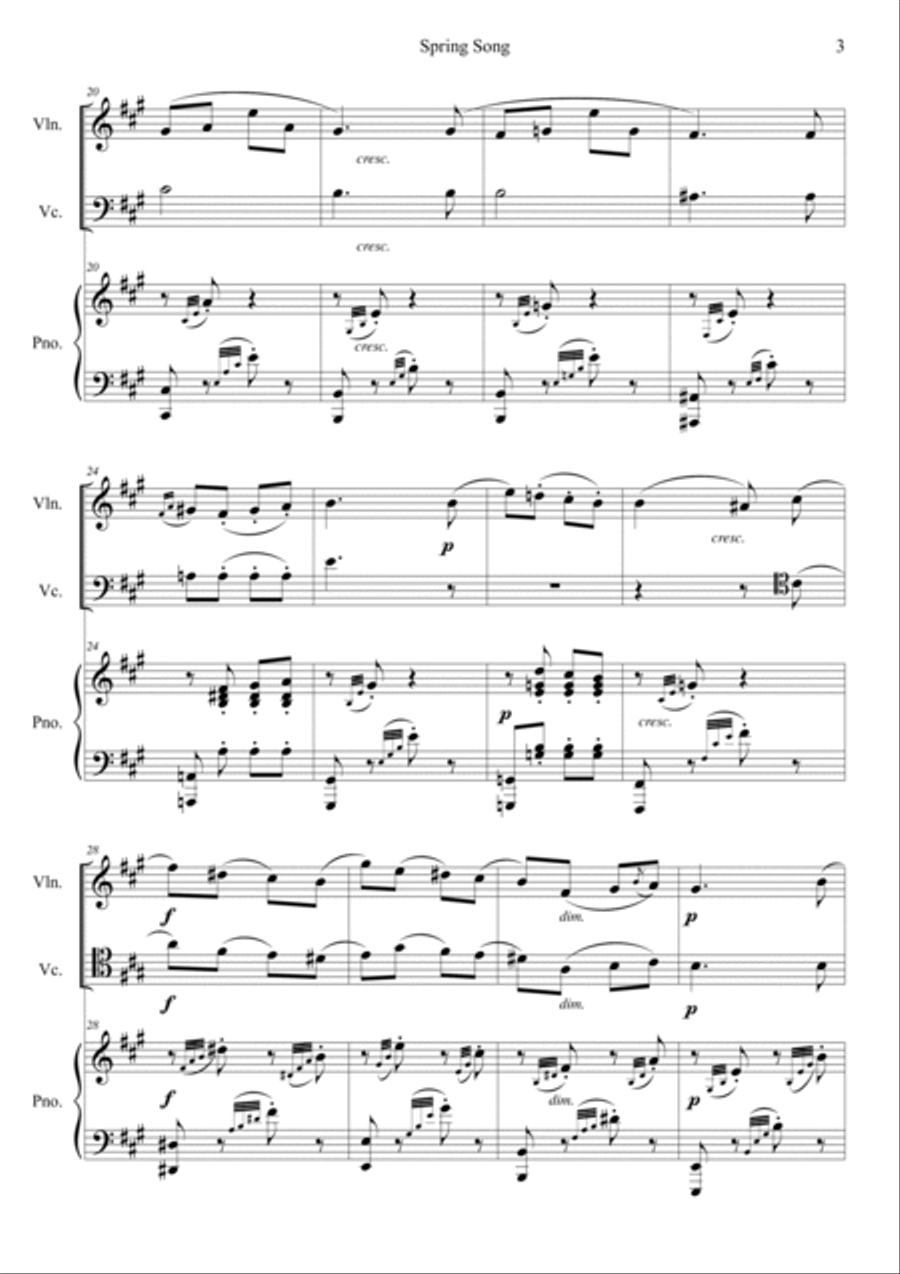 Lieder ohne Worte Op.62 No.6 Piano Trio scores gallery preview page 3