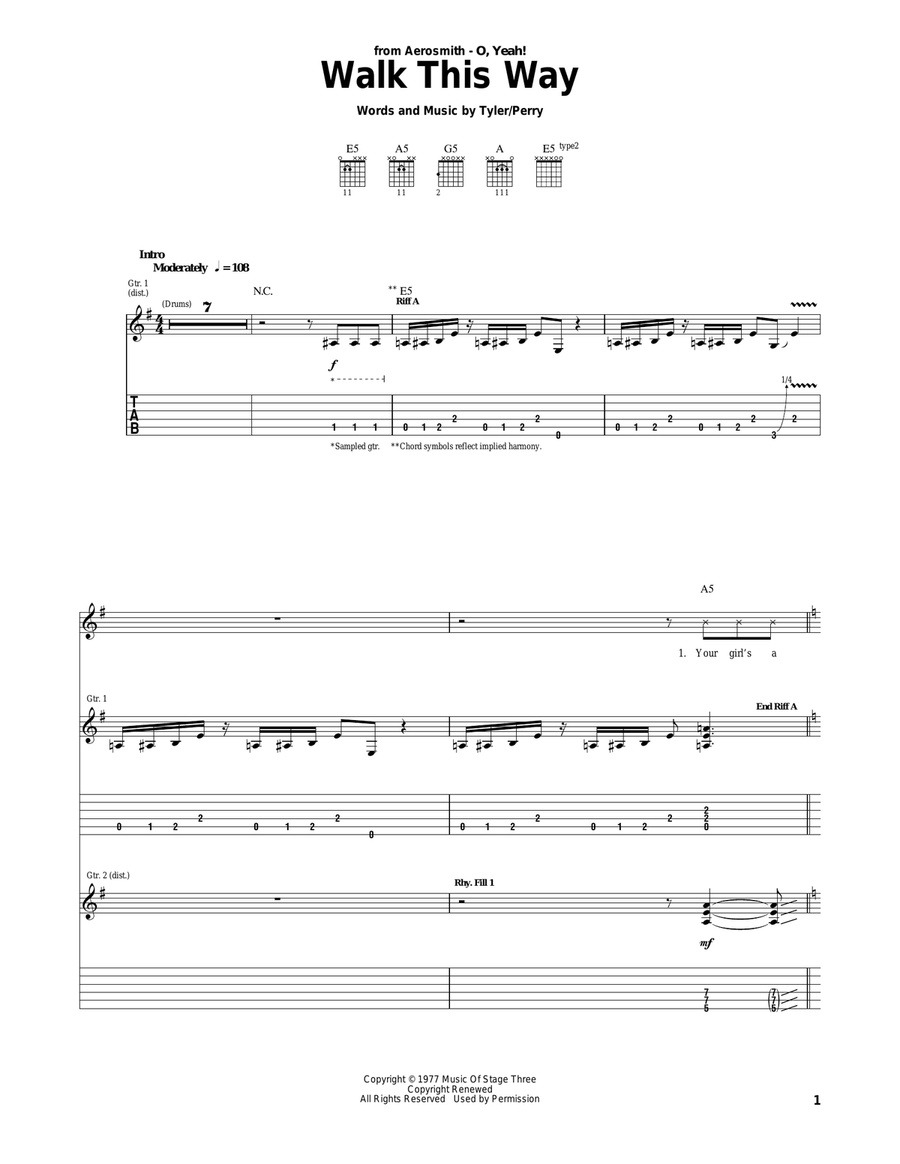 Walk This Way Acoustic Guitar scores gallery preview page 1