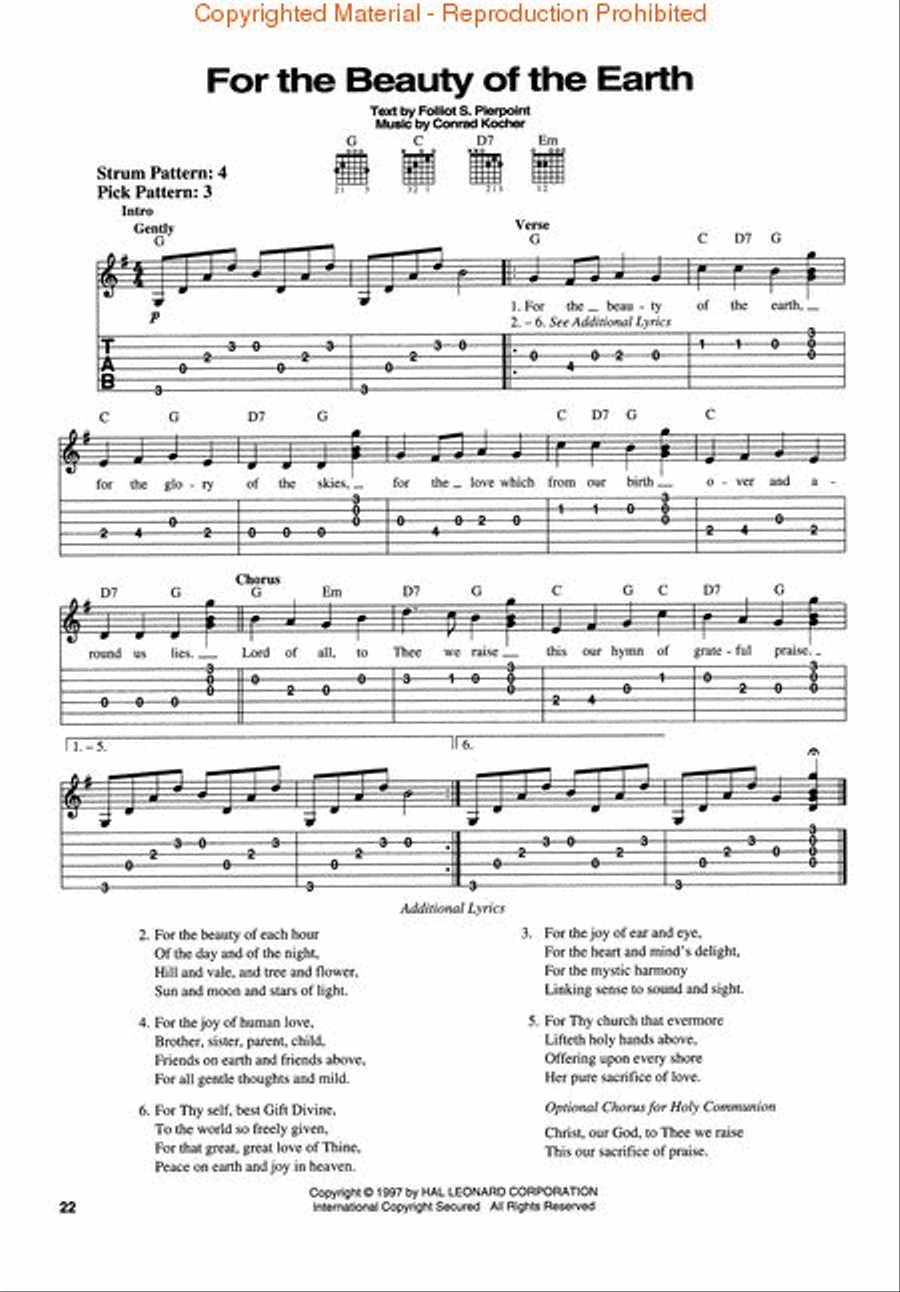 Favorite Hymns for Easy Guitar Guitar Tablature scores gallery preview page 4