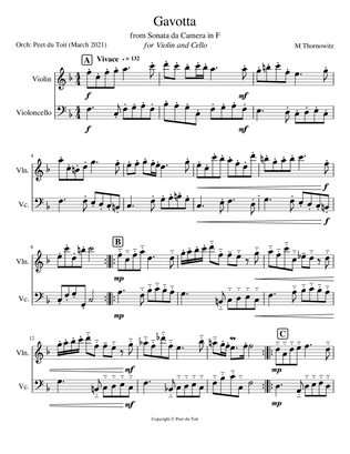 Gavotta from Sonata da Camera in F - Henry Thornowitz (Violin & Cello)