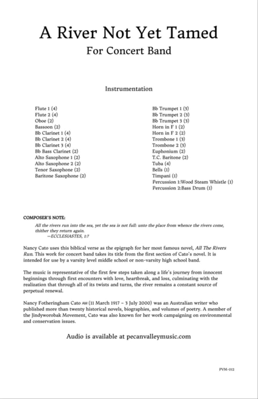 A River Not Yet Tamed Concert Band scores gallery preview page 2