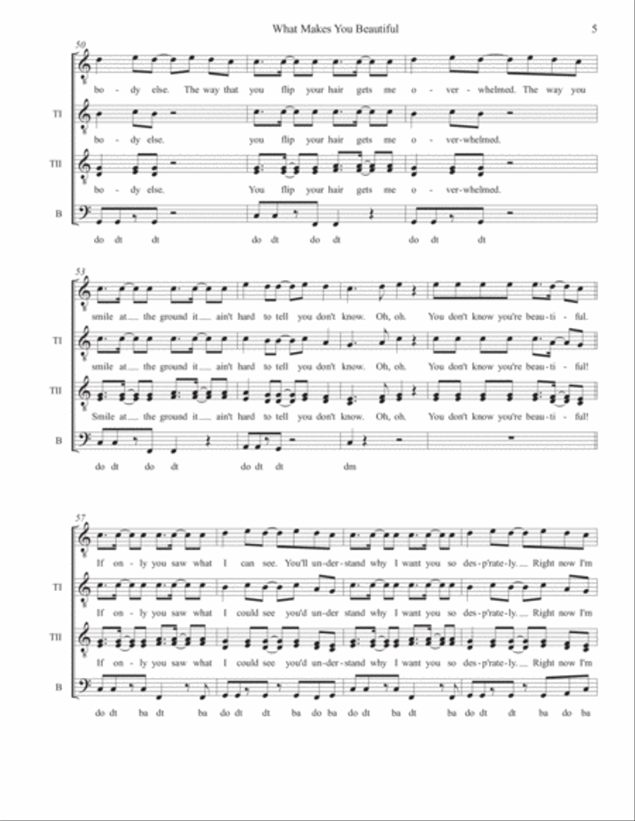 What Makes You Beautiful TTBB scores gallery preview page 5