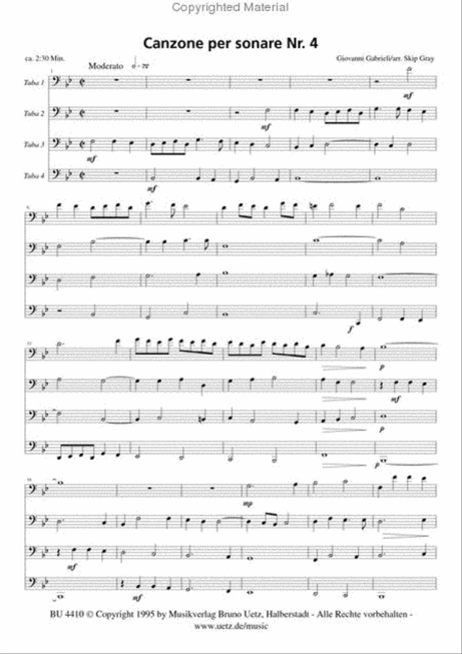 Canzone Tuba Quartet scores gallery preview page 2