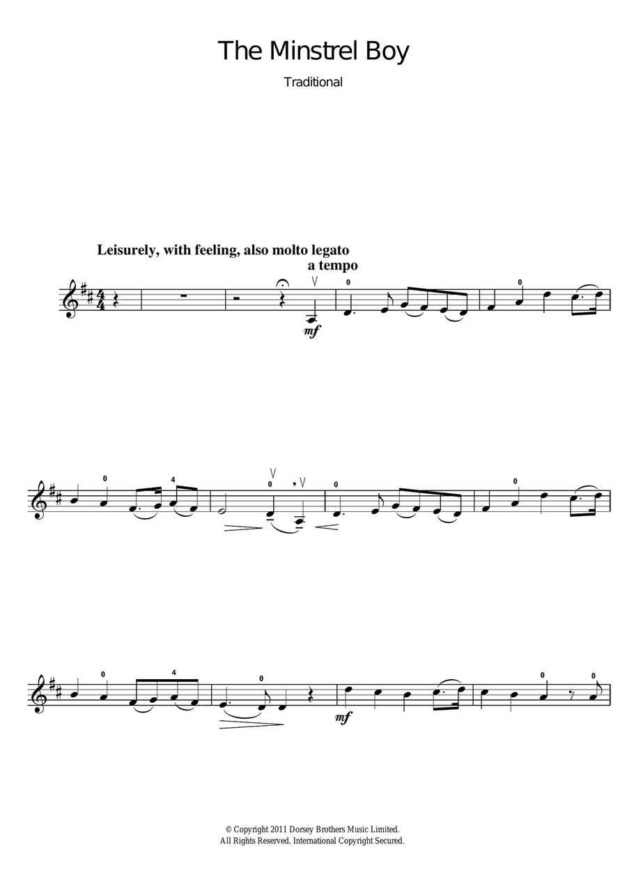 The Minstrel Boy Violin Solo scores gallery preview page 1