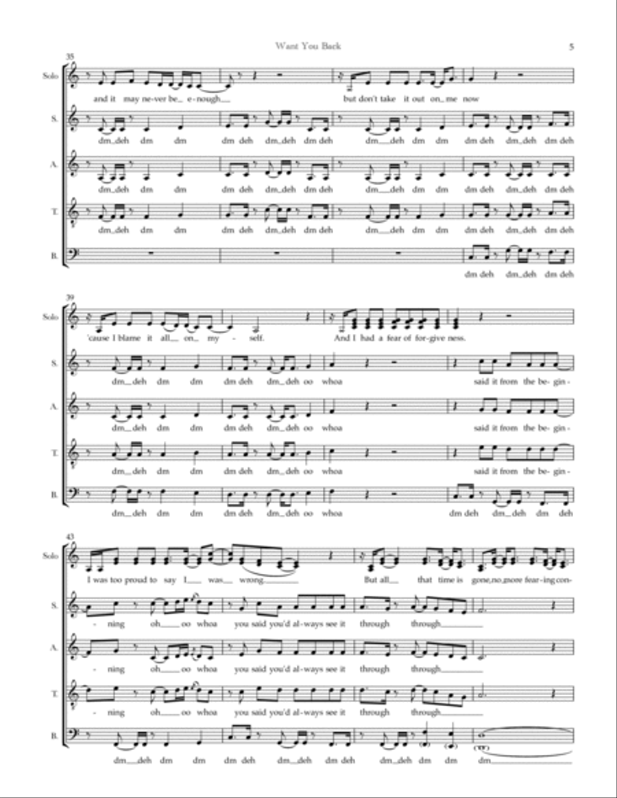Want You Back Want You Back Divisi scores gallery preview page 5