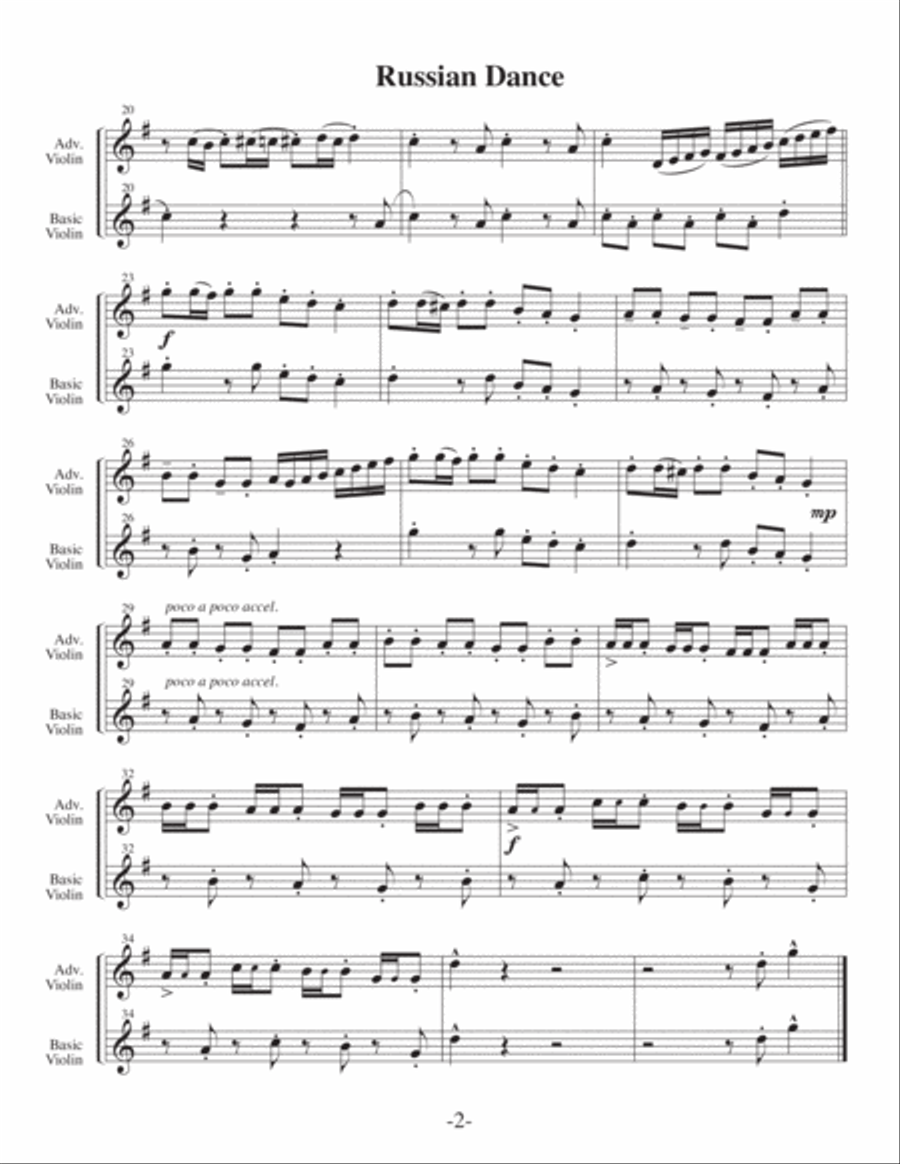 Russian Dance-Tchaikovsky (Arrangements Level 1-6 for VIOLIN + Written Acc) Violin Solo scores gallery preview page 3